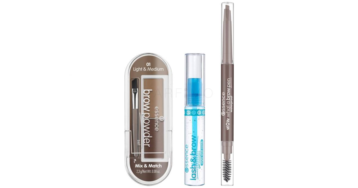 Essence Easy & Wow Brow Set Poklon set olovka za obrve What A Brow Pen Waterproof 0,2 g 01 Light