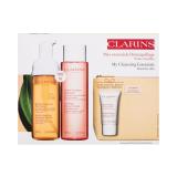 Clarins My Cleansing Essentials Sensitive Skin Poklon set Nježna obnavljajuća pjena za čišćenje 150 ml + umirujući tonirajući losion 200 ml + nježni piling 15 ml + organska kozmetička torbica