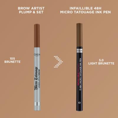 L&#039;Oréal Paris Infaillible Brows 48H Micro Tatouage Ink Pen Olovka za obrve za žene 1 g Nijansa 5.0 Light Brunette