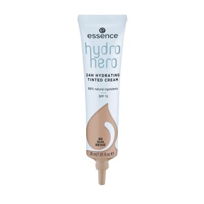 Essence Hydro Hero 24H Hydrating Tinted Cream SPF15 Puder za žene 30 ml Nijansa 20 Sun Beige