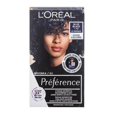 L&#039;Oréal Paris Préférence Vivid Colors Boja za kosu za žene 60 ml Nijansa 1,102 Blue Black