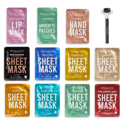 Revolution Skincare 12 Days Of Masking Sheet Mask Advent Calendar Poklon set tekstilna maska za lice 8 kom + maska za usne 1 kom + maska za ruke 1 kom + jastučići za oči 1 kom + valjak za masažu lica