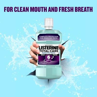 Listerine Total Care Sensitive Teeth Mild Taste Mouthwash 6 in 1 Vodice za ispiranje usta 500 ml