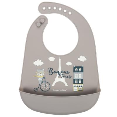 Canpol babies Bonjour Paris Silicone Bib With Pocket Podbradnjak za bebe za djecu 1 kom