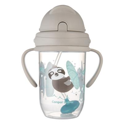 Canpol babies Exotic Animals Non-Spill Expert Cup With Weighted Straw Grey Čašica za djecu 270 ml