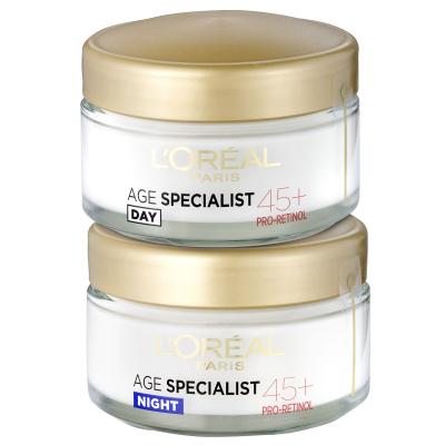 L&#039;Oréal Paris Age Specialist 45+ Poklon set dnevna krema za lice Age Specialist 45 SPF20 50 ml + noćna krema za lice Age Specialist 45 50 ml