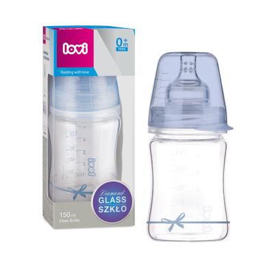 LOVI Baby Shower Glass Bottle Blue 0m+ Bočica za bebe za djecu 150 ml