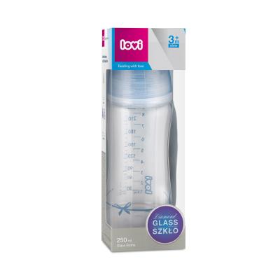 LOVI Baby Shower Glass Bottle Blue 3m+ Bočica za bebe za djecu 250 ml