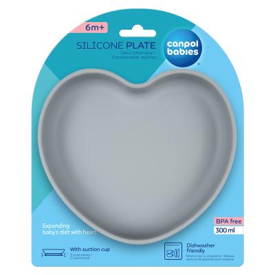 Canpol babies Silicone Suction Plate Heart Grey Zdjelica za djecu 300 ml