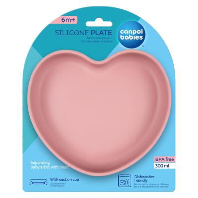Canpol babies Silicone Suction Plate Heart Pink Zdjelica za djecu 300 ml