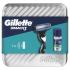 Gillette Mach3 Poklon set brijač 1 kom + gel za brijanje Soothing With Aloe Vera Sensitive 75 ml + limena kutija