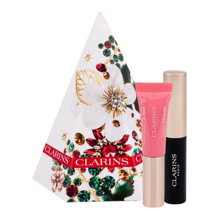 Clarins Mascara Supra Volume Poklon set maskara 3,5 ml + toning balzam Instant Light Natural Lip Perfector 5 ml 01 Rose Shimmer