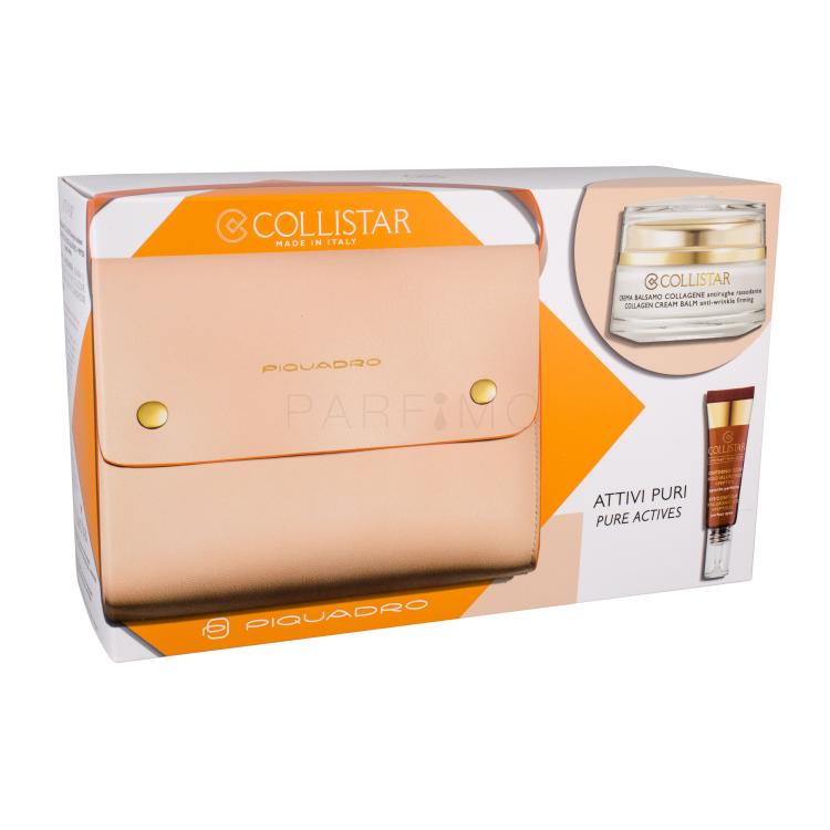 Collistar Pure Actives Collagen Cream Balm Poklon set dnevna njega kože 50 ml + njega za područje oko očiju 7,5 ml + ručna torbica