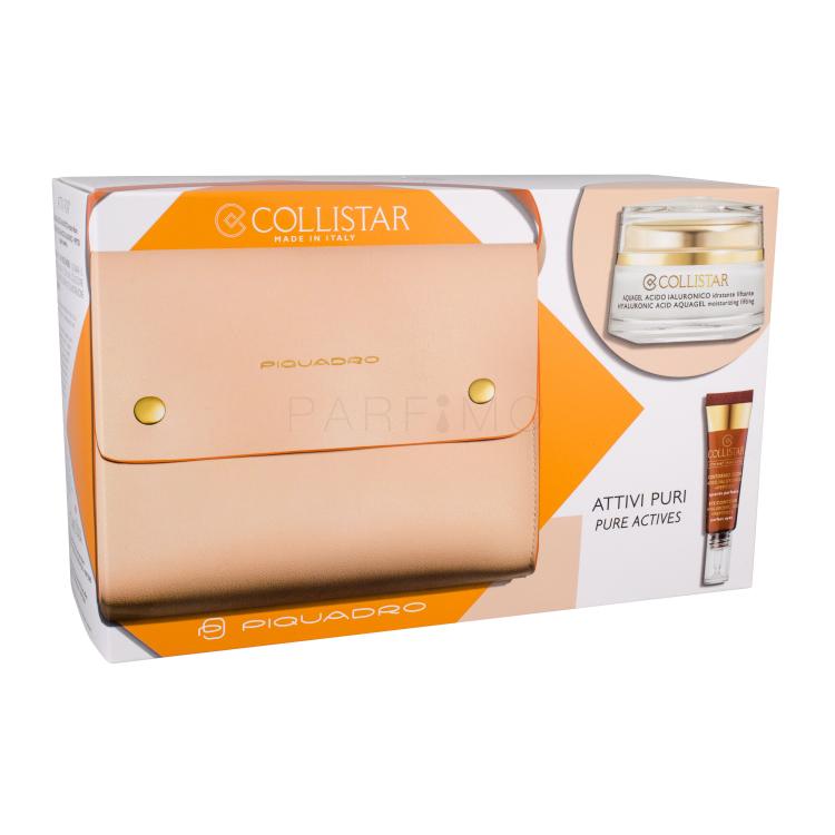 Collistar Pure Actives Hyaluronic Acid Aquagel Poklon set dnevna njega kože 50 ml + njega za područje oko očiju 7,5 ml + ručna torbica