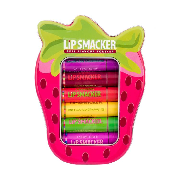 Lip Smacker Fruit Strawberry Poklon set balzam za usne 6 x 4 g + metalna kutija