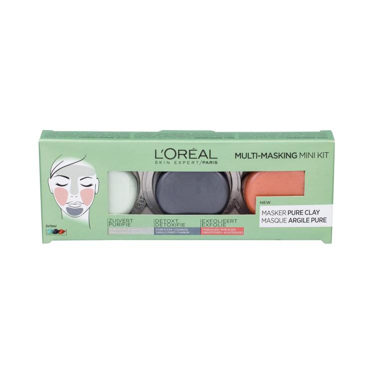 L&#039;Oréal Paris Pure Clay Multi-Masking Poklon set maska za čišćenje lica 10 ml + intenzivna maska za čišćenje Detox Mask 10 ml + piling maska Glow Mask 10 ml
