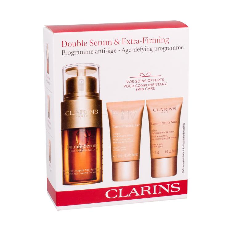 Clarins Double Serum Poklon set serum za lice 30 ml + dnevna krema 15 ml + noćna krema 15 ml