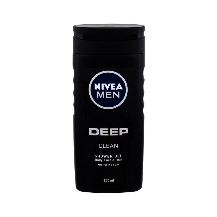 Nivea Men Deep Clean Body, Face &amp; Hair Gel za tuširanje za muškarce 250 ml