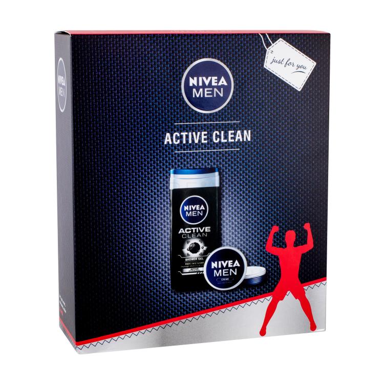 Nivea Men Active Clean Poklon set gel za tuširanje 250 ml + krema Men Creme 75 ml