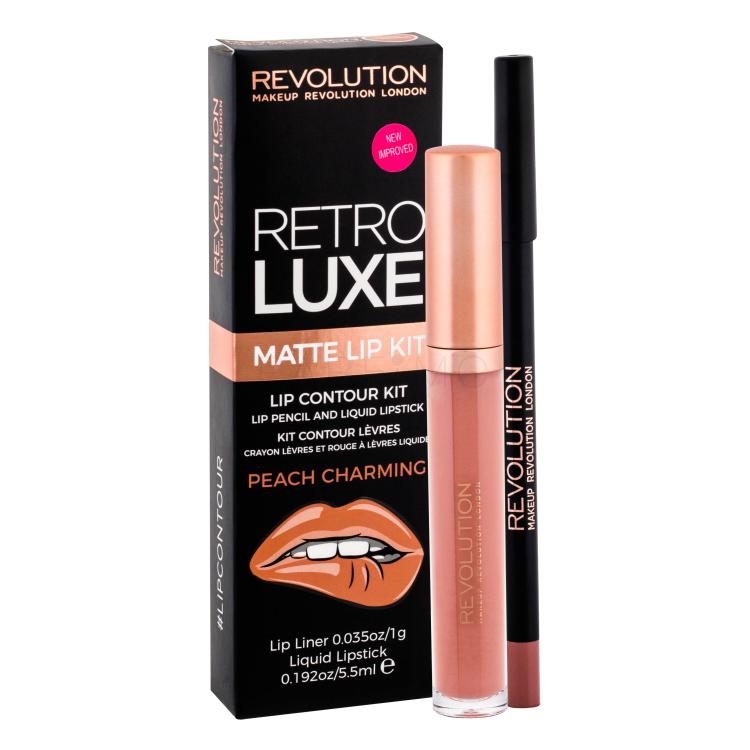 Makeup Revolution London Retro Luxe Matte Lip Kit Poklon set tekući ruž za usne 5,5 ml + olovka za usne 1 g
