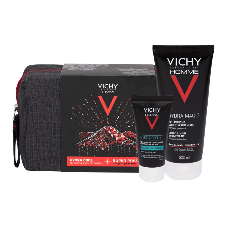 Vichy Homme Hydra Cool+ Poklon set hidratantni gel 50 ml + gel za tuširanje Hydra Mag C 200 ml + kozmetička torbica