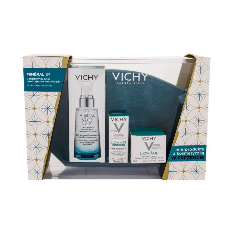 Vichy Minéral 89 Poklon set serum za lice 50 ml + dnevna krema za lice Slow Age SPF30 15 ml + noćna krema Slow Age 3 ml + kozmetička torbica