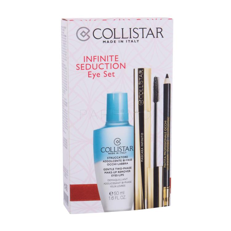 Collistar Infinito Poklon set maskara 11 ml + olovka za oči s aplikatorom 1,2 g Black + odstranjivač šminke Gentle Two Phase 50 ml