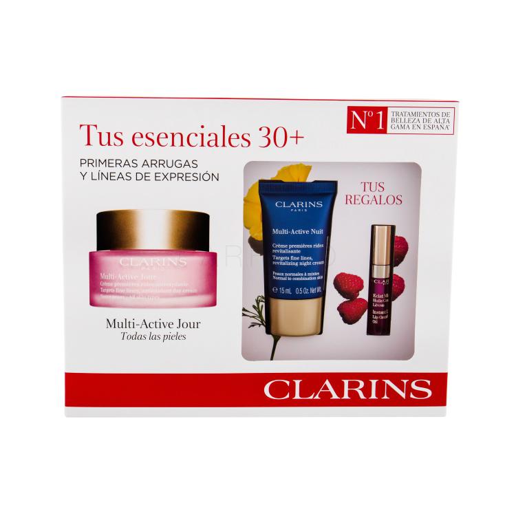 Clarins Multi-Active Poklon set dnevna krema za lice  50 ml + noćna krema za lice Multi-Active Nuit 15 ml + sjaj za usne Comfort Oil 2,8 ml 02