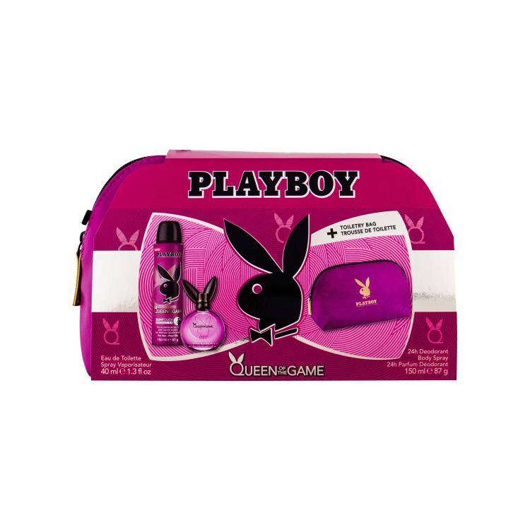 Playboy Queen of the Game Poklon set toaletna voda 40 ml + dezodorans 150 ml + kozmetička torbica