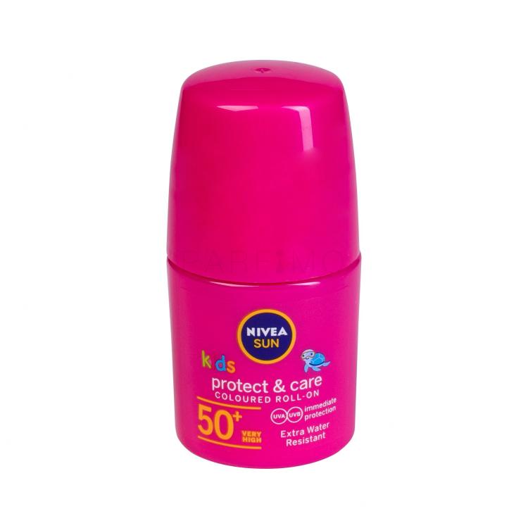 Nivea Sun Kids Protect &amp; Care Coloured Roll-On SPF50+ Proizvod za zaštitu od sunca za tijelo za djecu 50 ml Nijansa Pink
