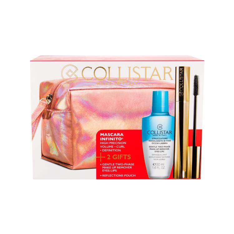Collistar Infinito Poklon set maskara 11 ml + odstranjivač šminke Gentle Two Phase 50 ml + kozmetička torbica