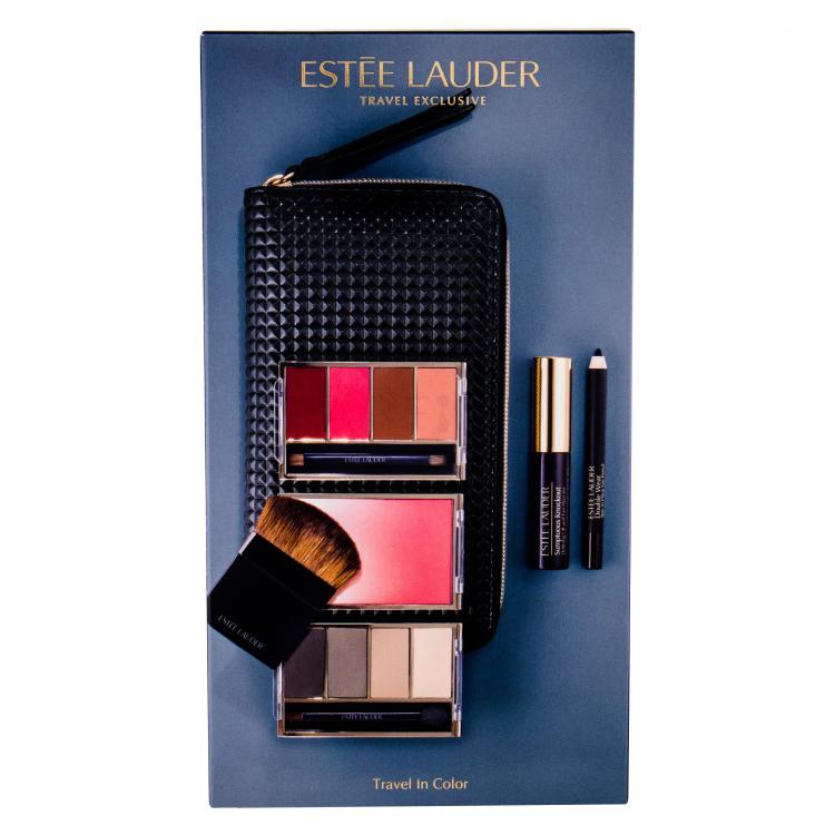 Estée Lauder Travel Makeup Palette Poklon set sjenilo za oči 5 g + ruž za usne 32 g + rumenilo 5 g + olovka za oči 01 Black 2,8 g + kozmetička torbica