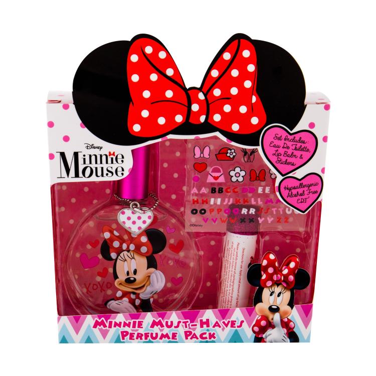 Disney Minnie Mouse Poklon set toaletní voda 50 ml + balsam na rty 3,5 g + samolepky