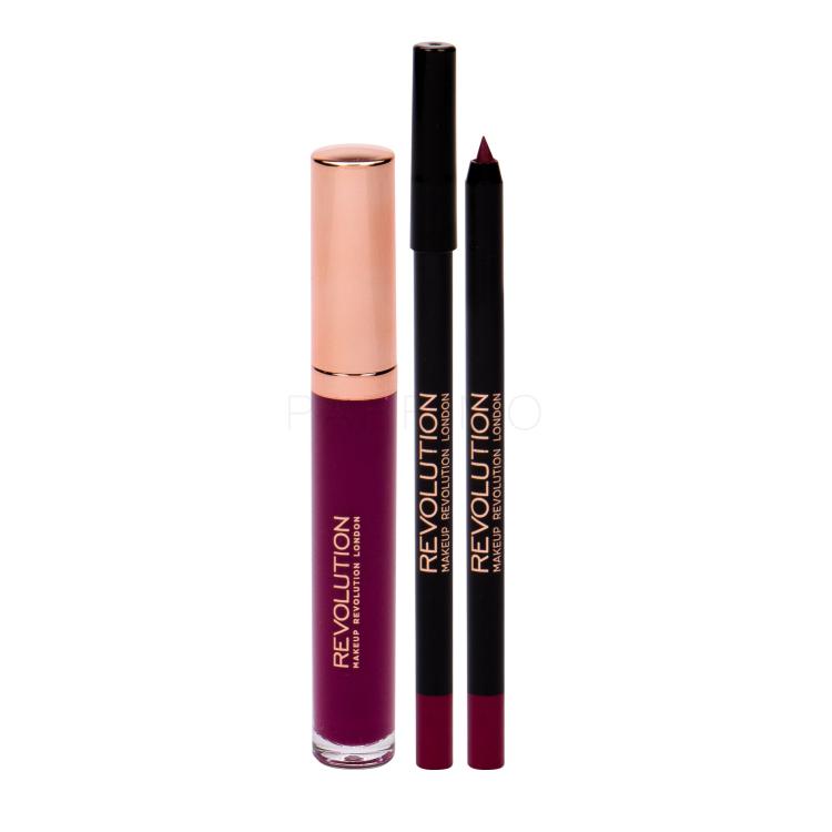Makeup Revolution London Retro Luxe Gloss Lip Kit Poklon set sjajilo za usne 5,5 ml + olovka za usne za konturing 1 g