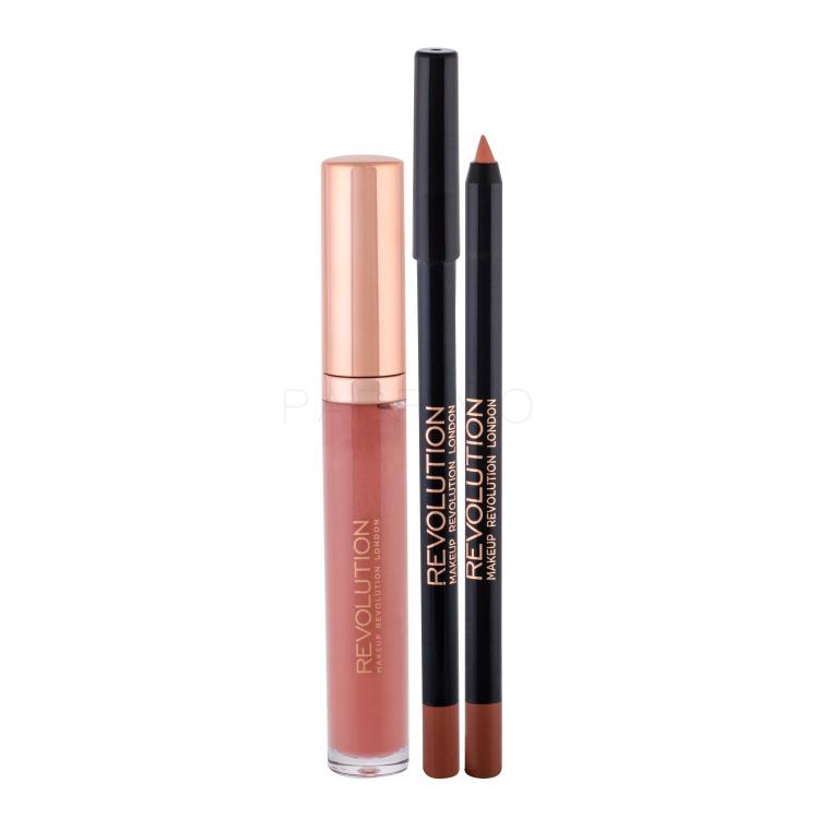 Makeup Revolution London Retro Luxe Gloss Lip Kit Poklon set glos za usne 5,5 ml + konturing olovka za usne 1 g