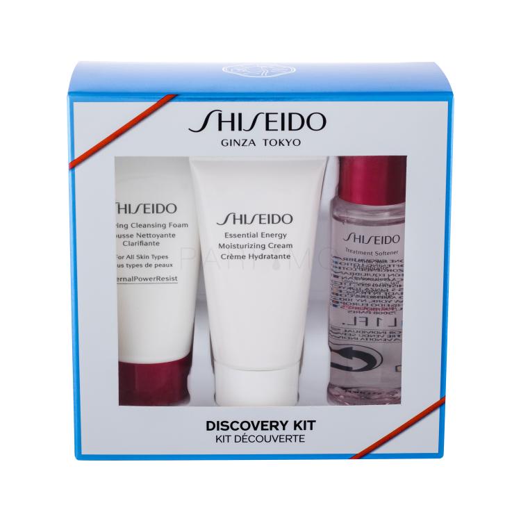 Shiseido Essential Energy Poklon set dnevna krema za lice 30 ml + pjena za čišćenje lica Clarifying Cleansing Foam 30 ml + vodica za lice Treatment Softener 30 ml