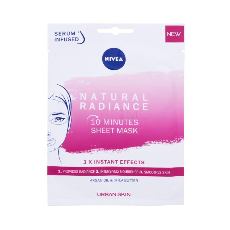 Nivea Natural Radiance 10 Minutes Sheet Mask Maska za lice za žene 1 kom