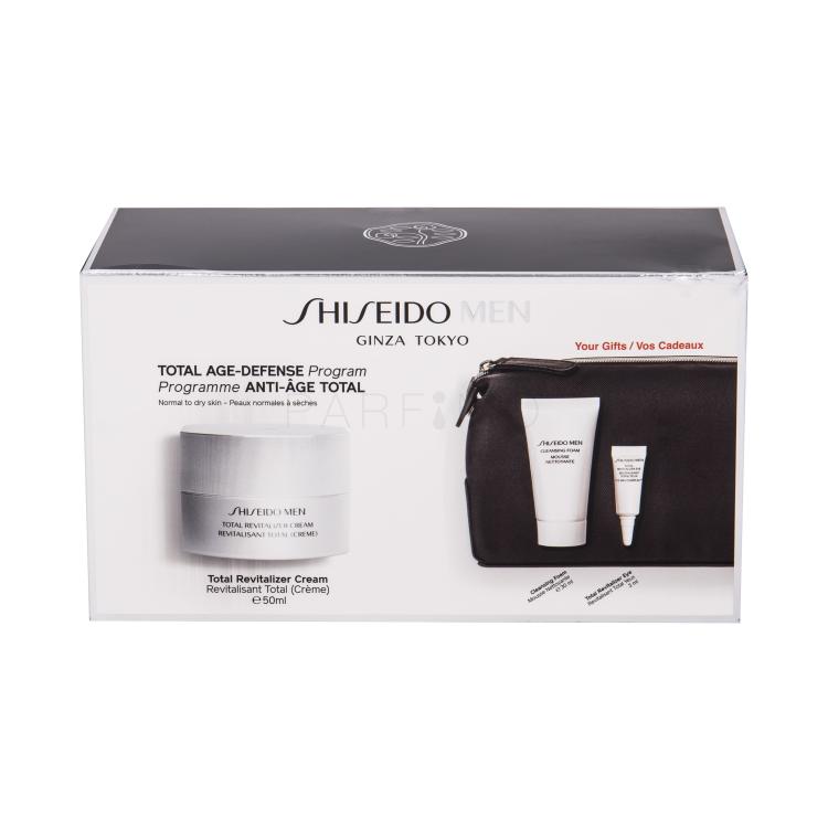 Shiseido MEN Total Revitalizer Poklon set dnevna njega kože Total Revitalizer Cream 50 ml + njega za područje oko očiju Total Revitalizer Eye Cream 3 ml + pjena za čišćenje 30 ml + kozmetička torbica