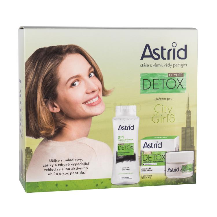 Astrid Citylife Detox Poklon set dnevna njega kože 50 ml + micelarna vodica 3 u 1 400 ml