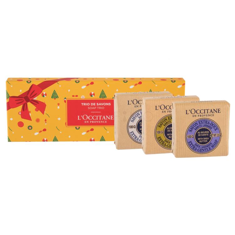 L&#039;Occitane Shea Butter Soap Trio Poklon set sapun 100 g + sapun Verveine 100 g + sapun Lavanda 100 g