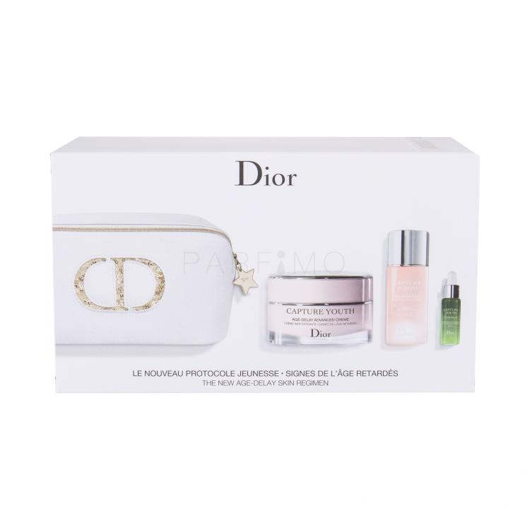 Christian Dior Capture Youth Age-Delay Advanced Creme Poklon set denní pleťová péče 50 ml + čisticí pleťová voda 50 ml + pleťové sérum 7 ml + kosmetická taška