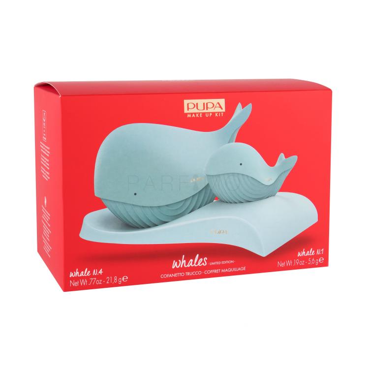 Pupa Whales Poklon set set za šminkanje Pupa Whale 4 21,8g + set za šminkanje Pupa Whale 1 5,6 g + postolje 1 kom