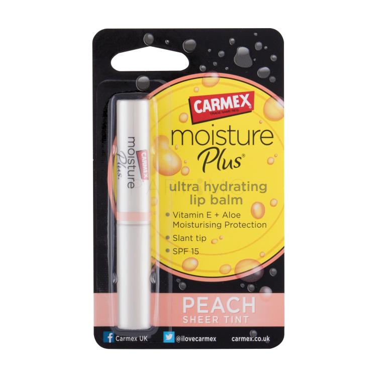Carmex Moisture Plus SPF15 Balzam za usne za žene 2 g Nijansa Peach