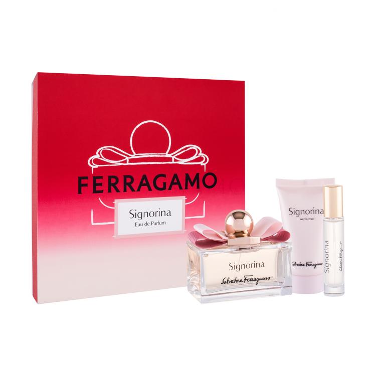 Ferragamo Signorina Poklon set parfemska voda 100 ml + losion za tijelo 50 ml + parfemska voda 10 ml