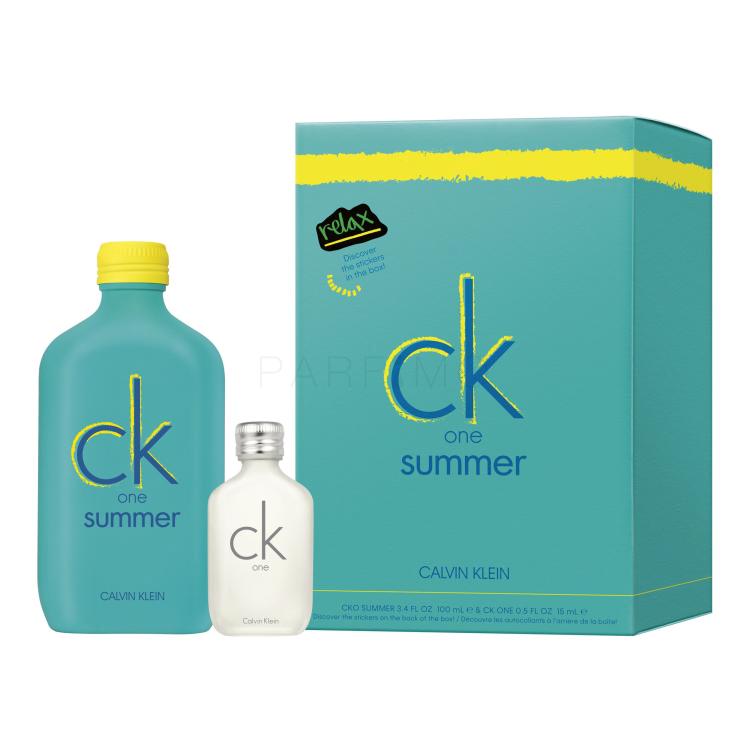 Calvin Klein CK One Summer 2020 Poklon set toaletna voda 100 ml + toaletna voda CK One 15 ml + naljepnice