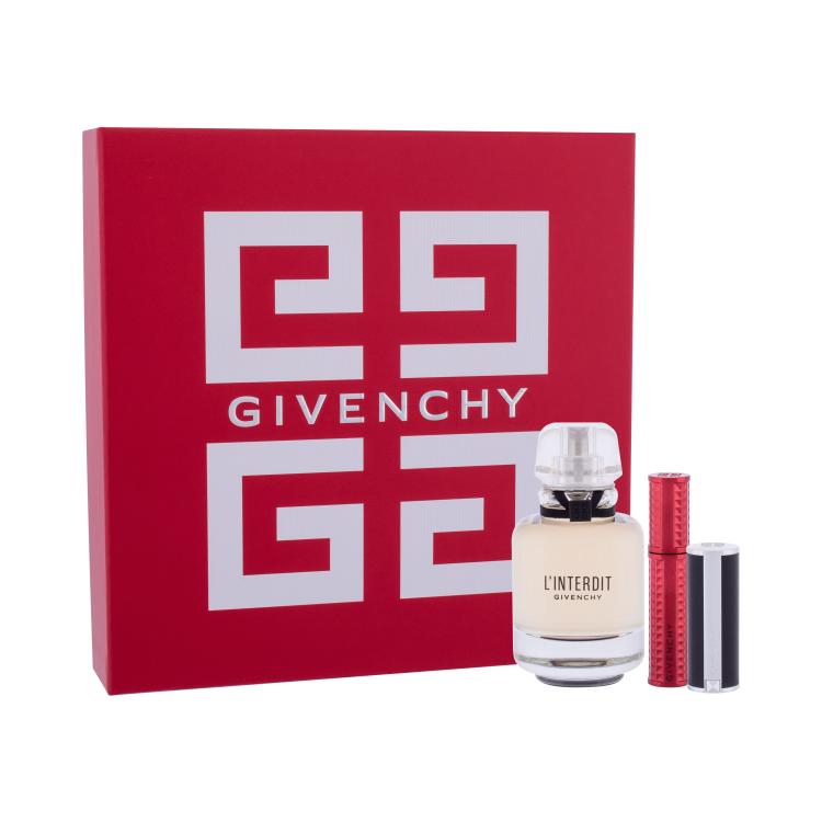 Givenchy L&#039;Interdit Poklon set parfemska voda 50 ml + ruž za usne Le Rouge 1,5 g 333 L´Interdit + maskara Volume Disturbia 4 g 01 Black Disturbia