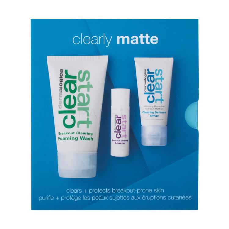 Dermalogica Clearly Matte Skin Kit Poklon set pjena za čišćenje Clear StartBreakout Clearing pFoaming Wash 75 ml + serum Clear Start Breakout Clearing Booster 10 ml + dnevna krema Clear Start Clearing Defense SPF30 15 ml