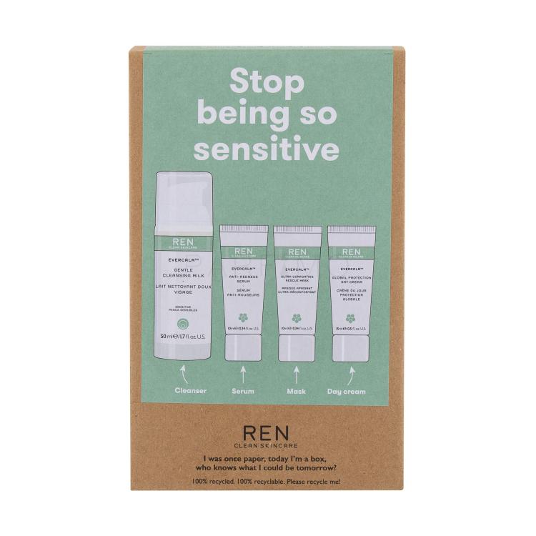 REN Clean Skincare Evercalm Global Protection Poklon set dnevna krema 15 ml + mlijeko za čišćenje 50 ml + serum za lice 10 ml + maska za lice 10 ml