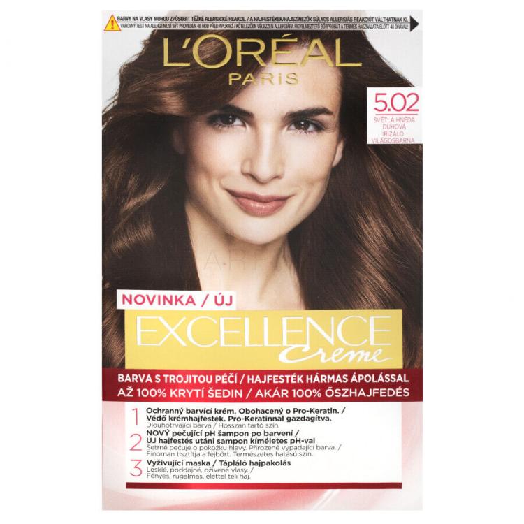 L&#039;Oréal Paris Excellence Creme Triple Protection Boja za kosu za žene 48 ml Nijansa 5,02 Light Brown
