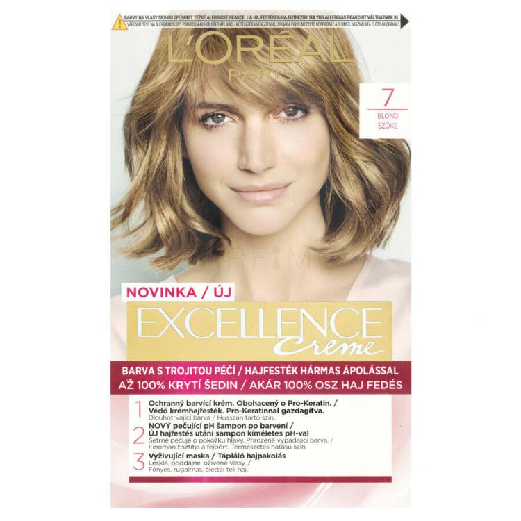 L&#039;Oréal Paris Excellence Creme Triple Protection Boja za kosu za žene 48 ml Nijansa 7 Natural Blonde